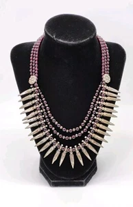 Southwestern Necklace Sterling 925 Spike 3-tiered Berry Red Garnet Unique Gift - Picture 1 of 9