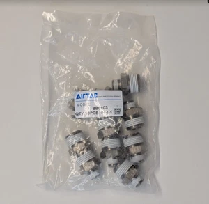 AIRTAC Male 1/8" thread 3/8" thread PT thread fittings Metal - BB0103 (10 pack) - Picture 1 of 2