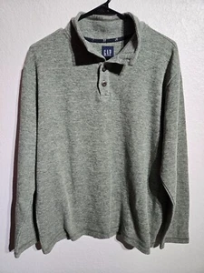 GAP Long Sleeve Polo Shirt Mens Size Large Classic Green VTG Designer Soft Shirt - Picture 1 of 12