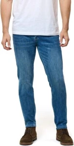 INTO THE AM Medium Indigo Mens Jeans - Legacy Stretch Denim Slim Fit Tapered Leg - Picture 1 of 6