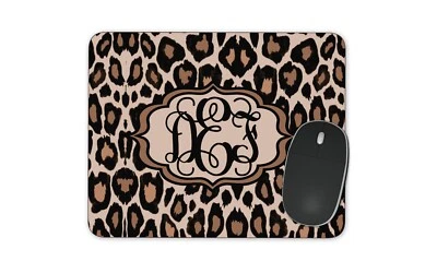 Tan Leopard Cheetah Mouse pad Custom Monogram Personalized Name Initials - Image 1 of 3