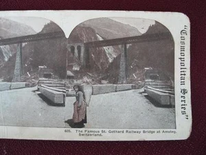 Stereoview Cosmopolitan St Gothard Railway Bridge Amsteg Switzerland (O) AS IS - Picture 1 of 4