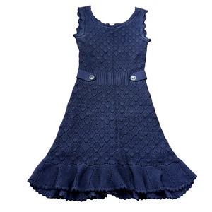 LILLY PULITZER Villa Crochet Sleeveless Sweater Dress Navy Blue Medium Coastal - Picture 1 of 11