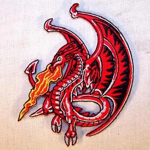 PARCHE BORDADO DRAGÓN FLAMING P588 hierro sobre costura CHAQUETA parches DRAGONES - Imagen 1 de 1