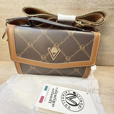 Bolso Bandolera de Diseñador Valentino Orlandi Marrón Estampado de Logo Hecho en China Foto 1 de 4