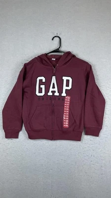 GAP Sudadera con Capucha Niños Mediana 8 Borgoña Cremallera Completa Logo Original Polar Sudadera Foto 1 de 4