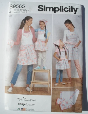 Simplicity 9565 Aprons & Accessories Misses & Child Sizes Sewing Pattern UC - Image 1 of 2