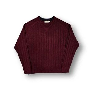 P.G Field Burgundy Cable Knit V Neck Sweater Size Large - Picture 1 of 11