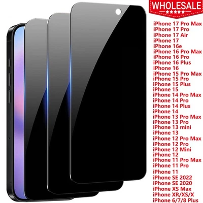 Wholesale Bulk Privacy Glass Screen Protector for iPhone 17 16 15 14 13 Pro Max - Image 1 of 4