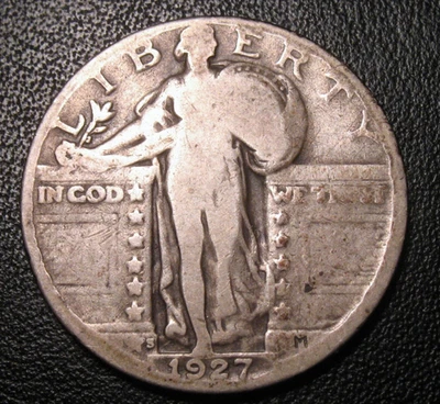 OLD US COINS SILVER 1927 S STANDING LIBERTY QUARTER KEY DATE - Image 1 of 2