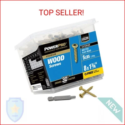 Tornillos para madera exteriores Power Pro Premium, tornillos para cubierta multiusos #8 x 1-3/4" pulgadas  Foto 1 de 2