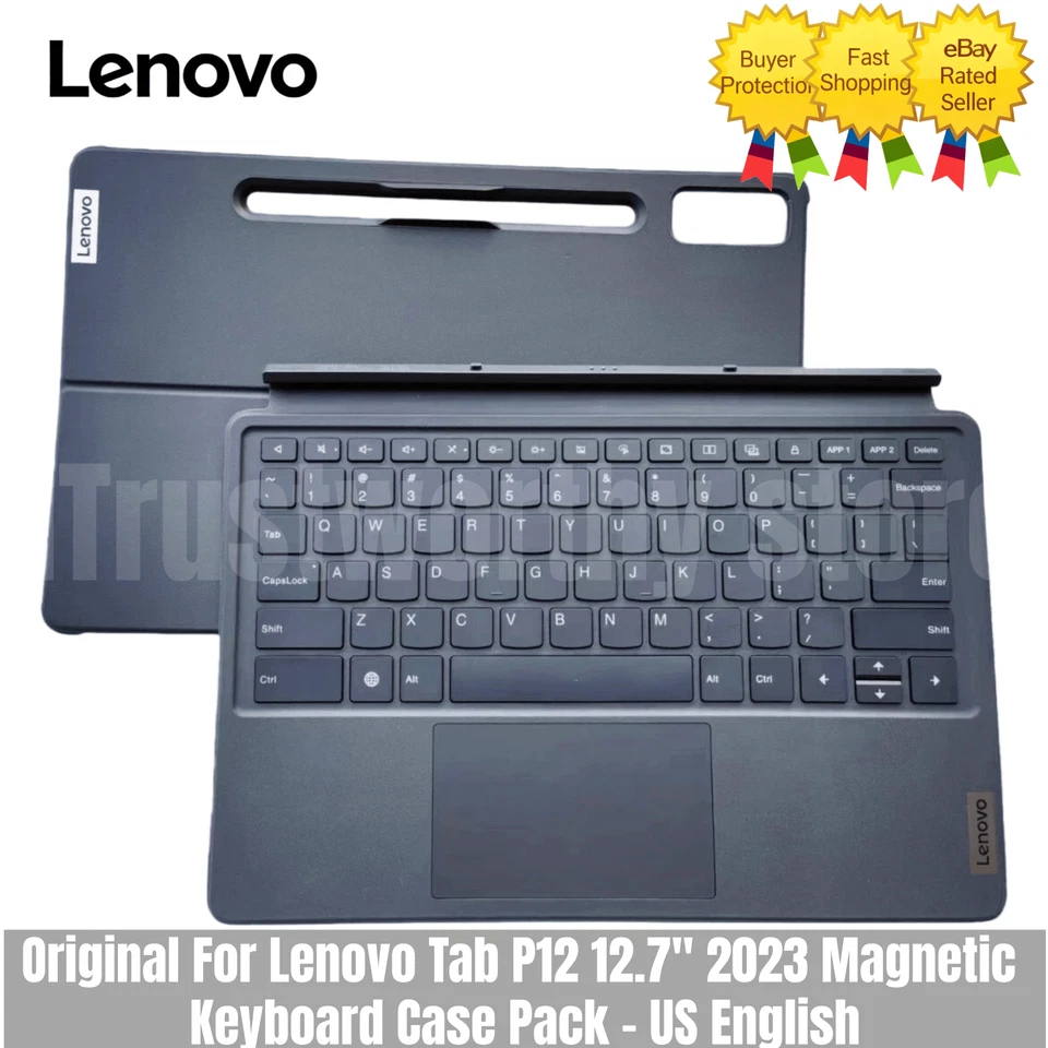 Original Para Lenovo Tab P12 12.7" 2023 Teclado Magnético Estuche Pack - Inglés EE. UU. Foto 1 de 4
