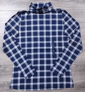 Capa base Lands End cuello alto mujer mediana 10-12 azul a cuadros ligera - Imagen 1 de 8