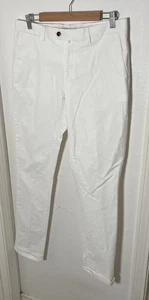 SUITSUPPLY Porto Int Mens 34x34 White Slim Stretch Cotton Flat-Front Chino Pants - Picture 1 of 10