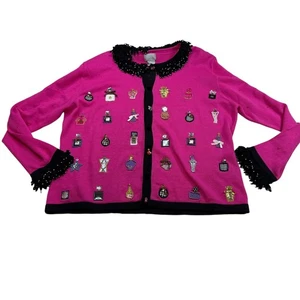 Vintage Berek by Takako Sakon Pink Beaded Cardigan Sweater — Parfum Flakon XL - Bild 1 von 5