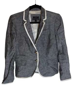 J Crew The Schoolboy Blazer In Gray Linen Size 4Pp - Image 1 of 4