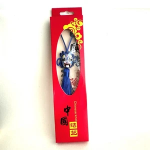 Feng Shui Chinese Silk Knot Car Mirror Hanger Home Decor, Opera Face Mask, 22cm - Picture 1 of 7