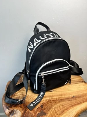 Nautica Mini Backpack Black White Streetwear Bag Adjustable Straps - Image 1 of 4