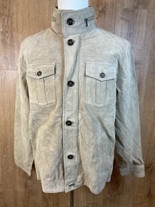 Perry Ellis Men's Tan Suede Biker Jacket Size L - Picture 1 of 10