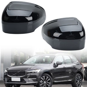 2PC Left+Right Door Wing Mirror Cover Cap Black For Volvo XC60 2018-2022 Pair - Picture 1 of 12