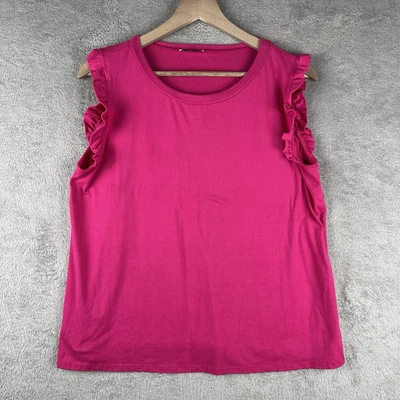 Top para mujer Jodifl talla M rosa con volantes sin mangas Foto 1 de 4