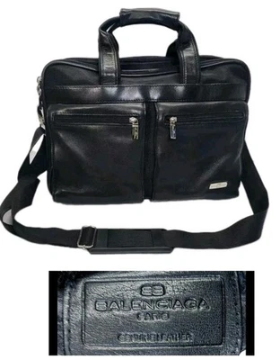 Rare* Balenciaga Briefcase Paris Leather Laptop / Messenger Men Bag 15"X10"X5" - Image 1 of 4