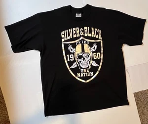 Vintage Oakland Raiders Silver and Black Pride One Nation T-Shirt 2XL ( NEW ) - Picture 1 of 5