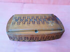 OLD PRIMITIVE VINTAGE  WOODEN HAND PAINTED PYROGRAPHY BOX CASE