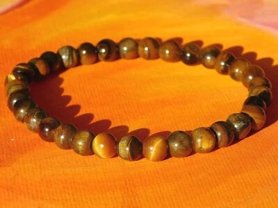 Herren / Damen Handgemacht 6mm Edelstein Perlen Armband - Natürlich Tiger Auge - Bild 1 von 3