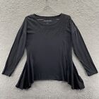 Calvin Klein Jeans Womens XL Black Long-Sleeve Sequined Flared Cotton Blouse