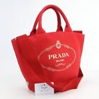 PRADA  AUTHENTIC Canapa Tote Bag Canvas Brand Ladies W23 x H28 x D18cm Color Red