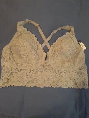 Mujer Encaje Fácil Ajuste Extraíble Acolchado Inalámbrico Correa Entrecruzada Sujetador 3xl Foto 1 de 4