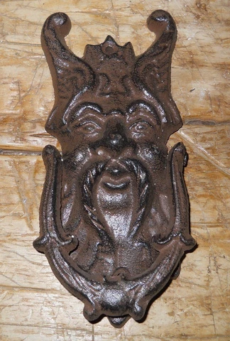 Cast Iron Antique Style GRIFFIN / GARGOYLE Door Knocker Brown Finish Cover