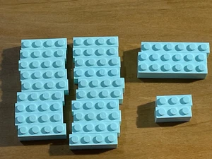 24 Count Light Aqua 1x3 1x4 1x6 Basic Building Brick Pieces - Picture 1 of 5