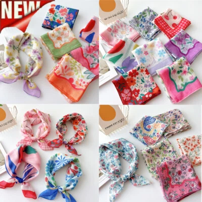 Cotton Linen Print Square Hair Scarf Hairscarf Headscarf Neck Ring Bandana 58cmಇ - Image 1 of 4