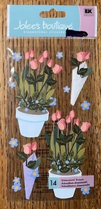 VERY RARE Jolees Rose Pots Flowers Stem Buds Garden 3D Card Scrapbook Stickers - Picture 1 of 5