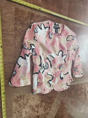 Norton Mcnaughton Size 8 Linen Rayon Floral Jacket #S40 - Image 1 of 3