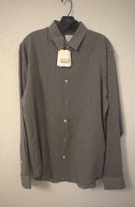 Sandro Paris Mens Large Shirt Classic Fit Micro Check Plaid Button Down NWT - Picture 1 of 9