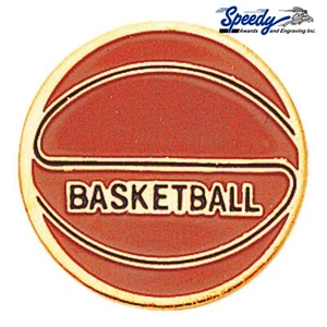 QTY OF 4 PCS BASKETBALL FULL COLOR METAL TRADING LAPEL AWARD PIN 7/8" - Picture 1 of 1