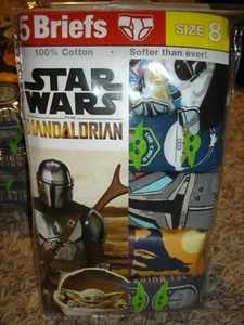 Star Wars Mandalorian 5 pack briefs 100% cotton underwear boys size 8 THE CHILD - Picture 1 of 5