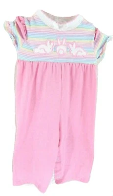 Mono Mameluco Vintage Años 80 Healthex Niñas 18 Meses Conejito Pascua Arco Iris Usado en Excelente Condición Foto 1 de 4