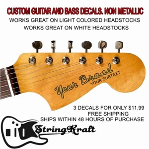 Calcomanías de bajo o guitarra personalizadas estilo clásico no metálicas. Juego de 3 calcomanías. - Imagen 1 de 8