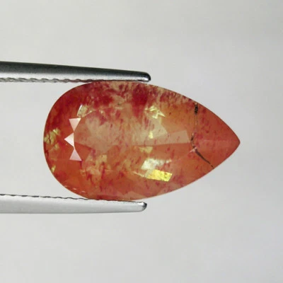 5.02 ct RARE GLOW  ORANGE RED LUSTROUS   NATURAL ANDESINE  Pear  3879 RED - Image 1 of 2