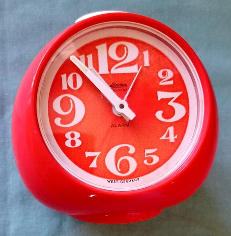 VTG Retro FISHER 1970s Orange ALARM CLOCK Plastic SPACE AGE West Germany MOD Cover