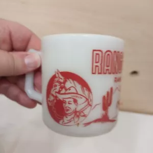 Vintage Ranger Joe Milkglass Mug. Cowboy Kitch. Tea Cup Coffee Mug - Picture 1 of 6