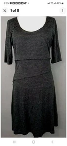 prAna Womens Knit Dress Charcoal Sz SM Lined 1/2 Sleeve Wool Blend Stretch Comfy - Picture 1 of 6