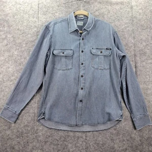 Drizabone Sz M Hardware Fit 100% Cotton Superfine Blue Striped Long Sleeve Shirt - Picture 1 of 10