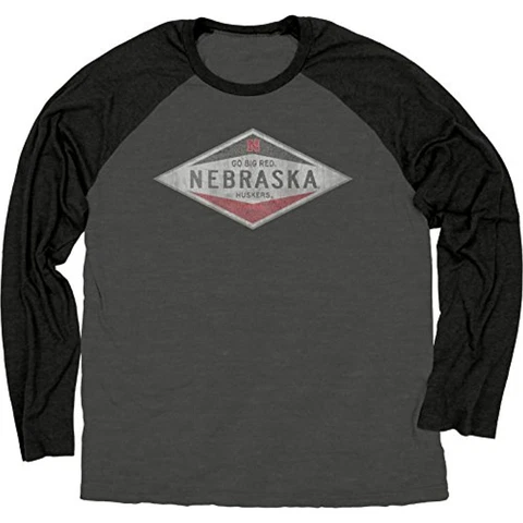 NCAA Nebraska Cornhuskers Ring Spun Long Sleeve Raglan Tee, Medium, Black Cover
