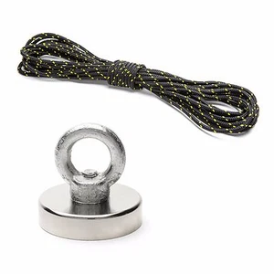 48mm Pêche Chasse au Trésor Néodyme Récupération Aimant + 10 Mètre Corde 96kg - Picture 1 of 6