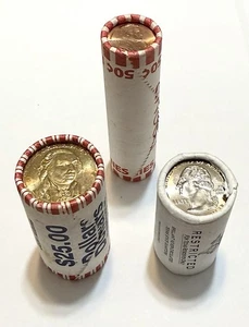 Uncirculated Roll Lot-2007 J. Adams, 2004 P Texas Quarter 1/2 Roll, 2020 D Cent - Picture 1 of 5